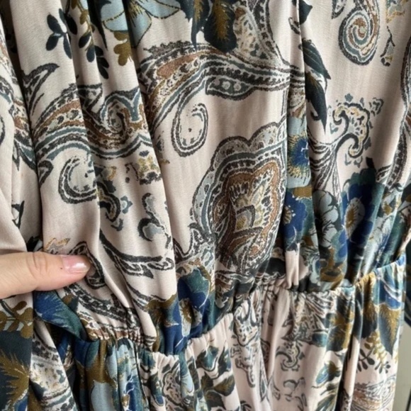 Free People Boho Floral Oversized V Neck Lined Short Dress Flowy, Size XS  S - Picture 4 of 11